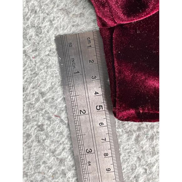 Lush Romper Womens Large Red Velvet Short Long Sleeve Mesh Deep V Fitted - Picture 5 of 8